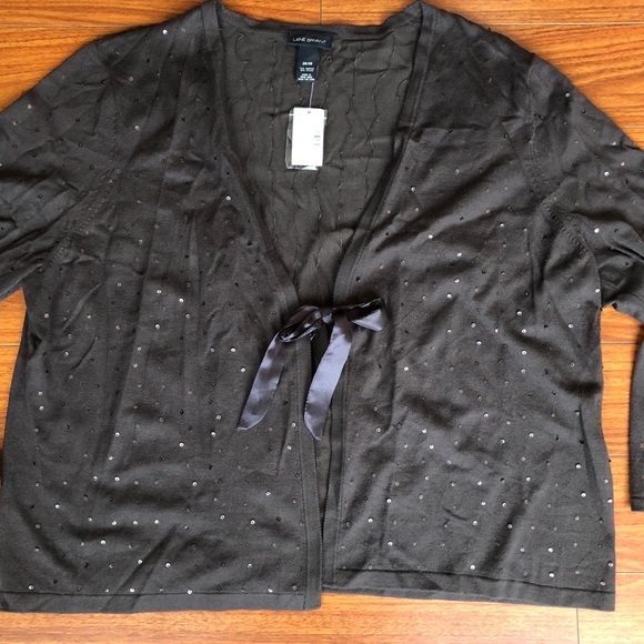 Lane Bryant Sweaters - Lane Bryant sz 26/28 brown sequin shrug